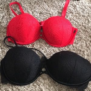 Victoria Secret lace black and red bra set